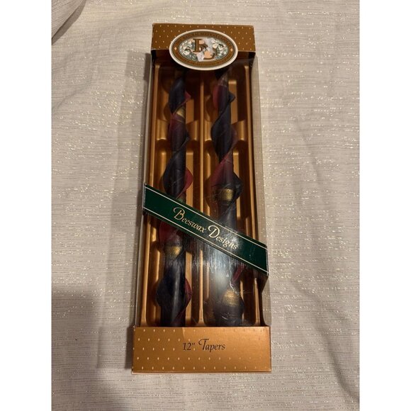 Other - Vintage beeswax taper candles - red/gold/plaid NEW IN BOX